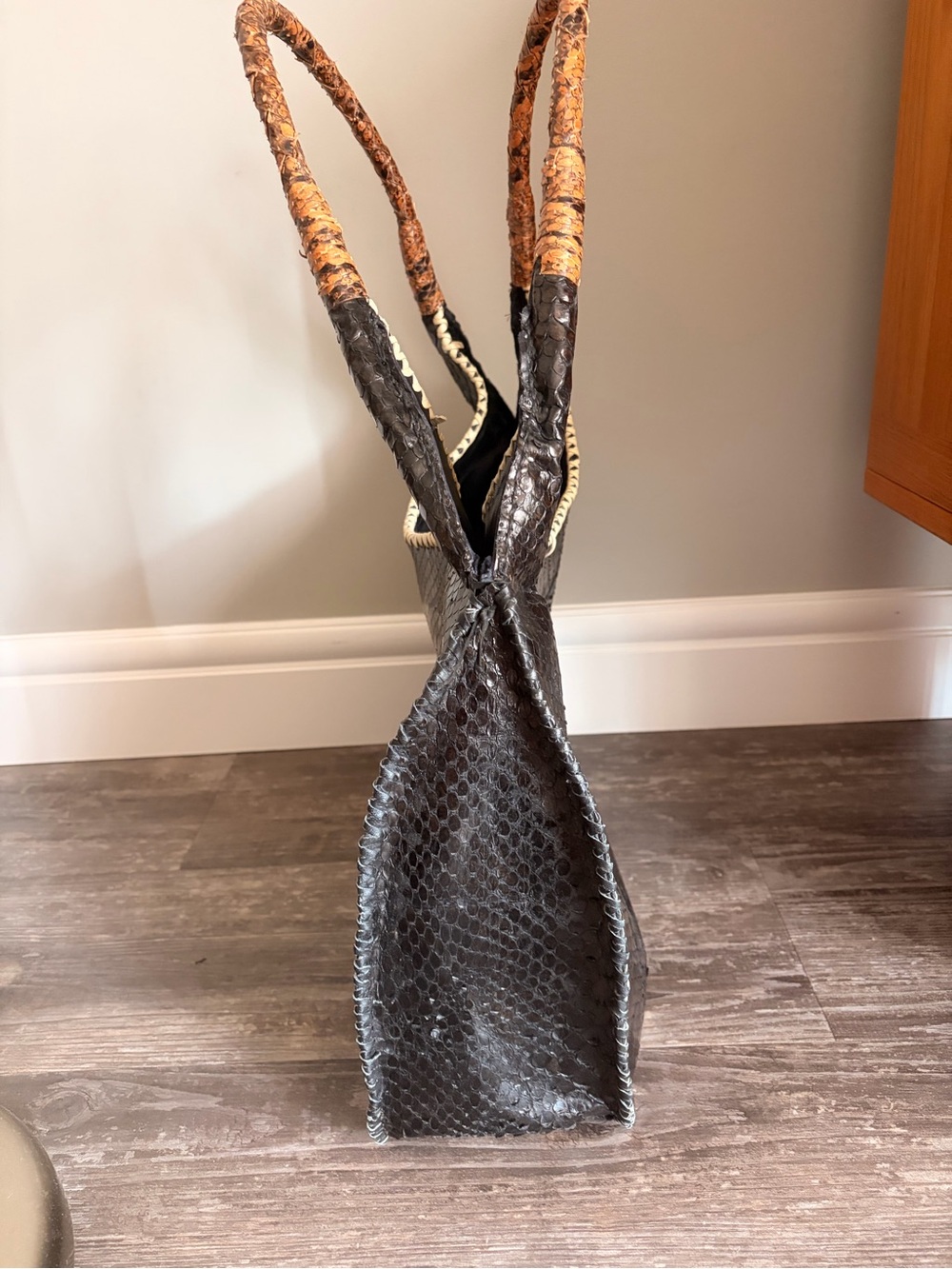 Large Handmade Python skin Hobo Bag - Picture 2 of 15